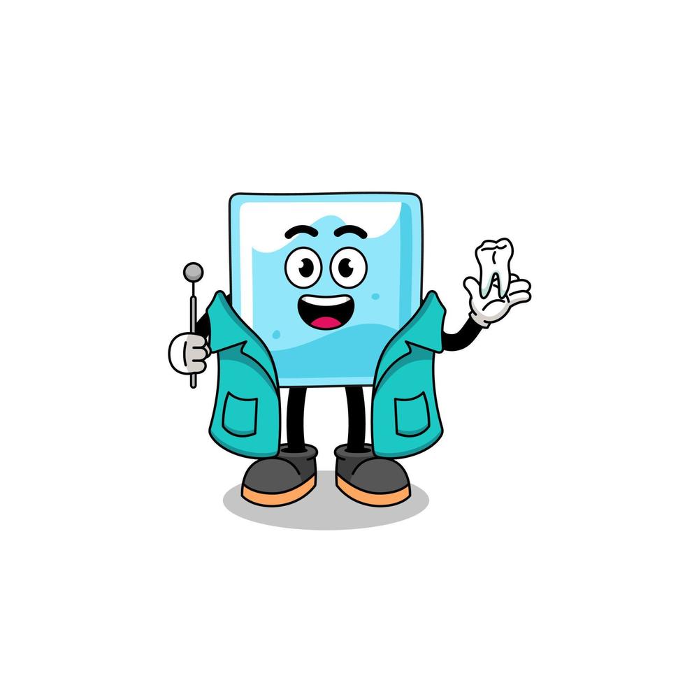 Illustration of ice block mascot as a dentist vector