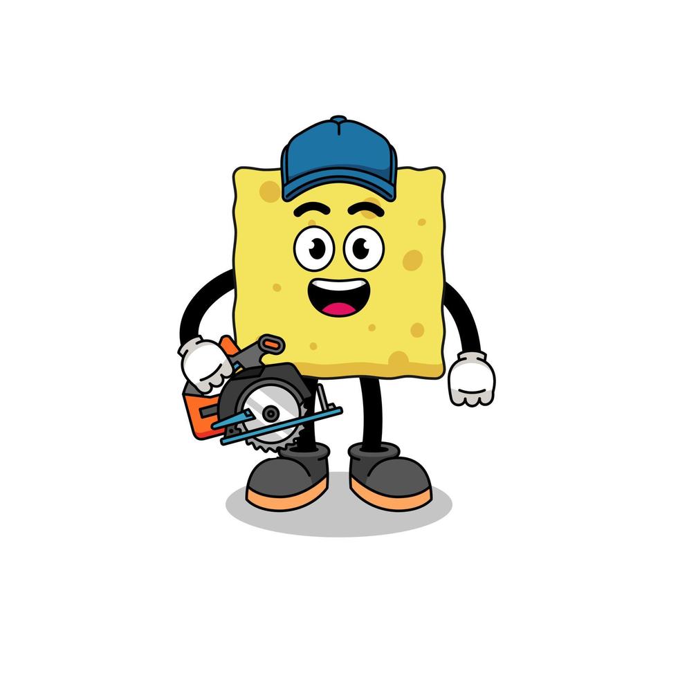 Cartoon Illustration of sponge as a woodworker vector