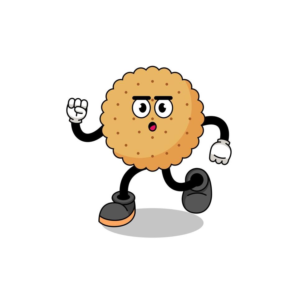 ilustración de mascota redonda de galleta corriendo vector