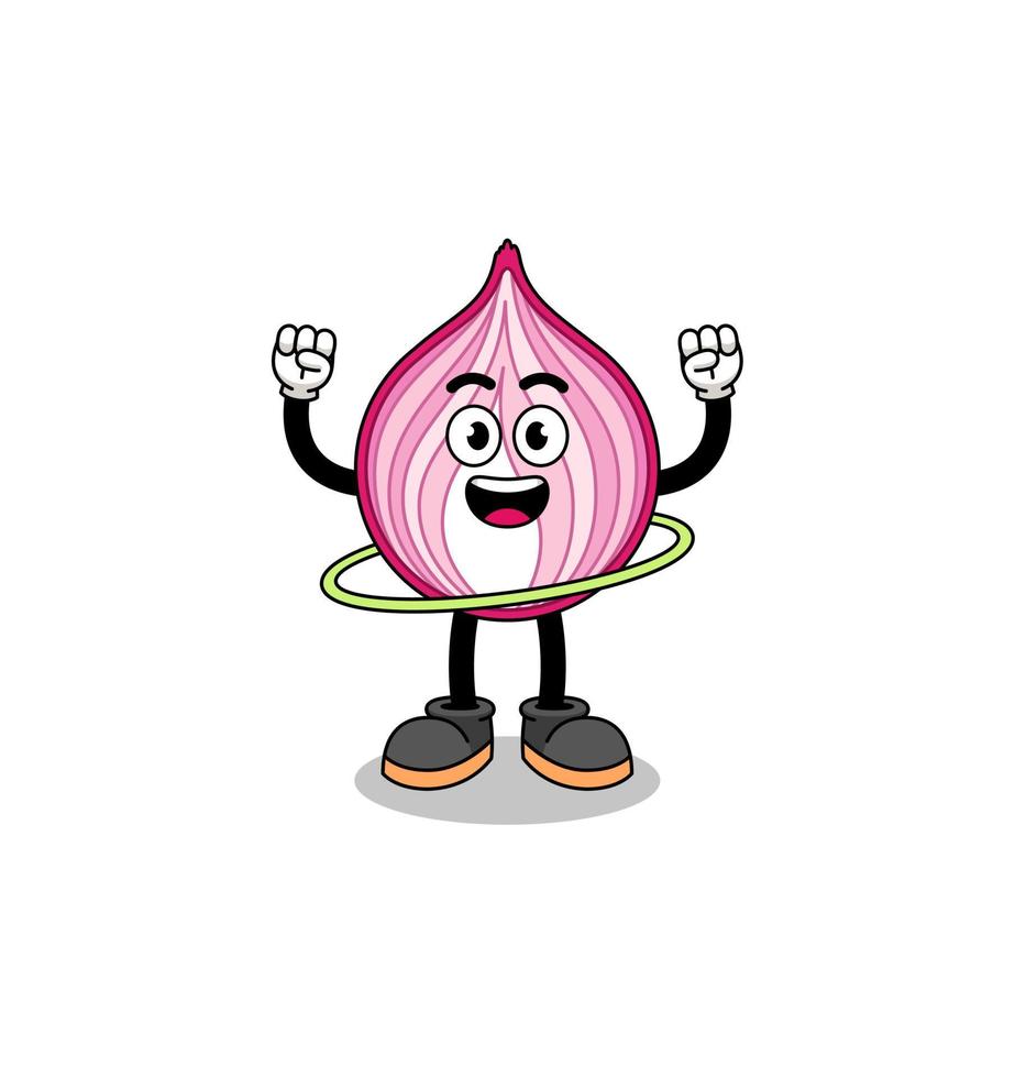 Character Illustration of sliced onion playing hula hoop vector