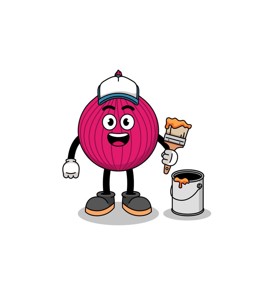 Character mascot of onion red as a painter vector