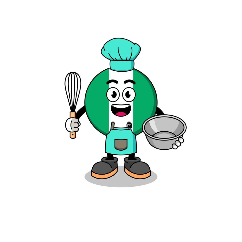 Illustration of nigeria flag as a bakery chef vector