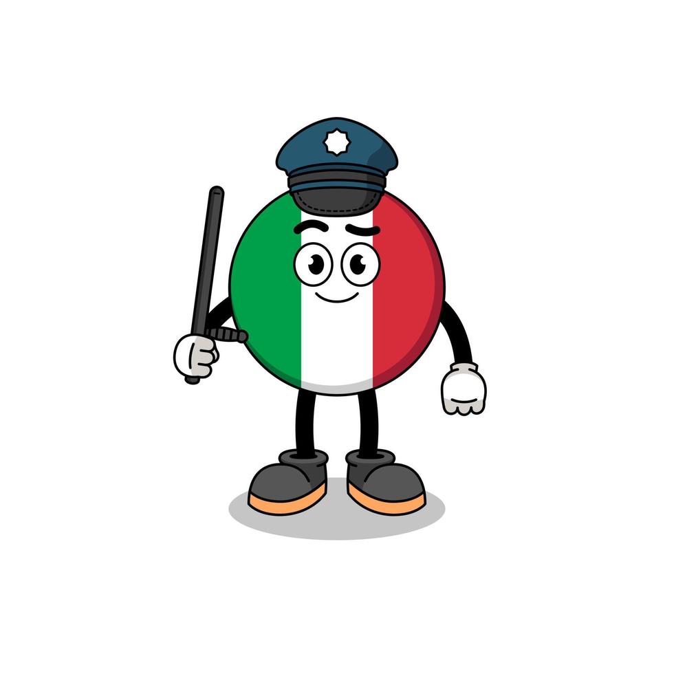 ilustración de dibujos animados de la policía de bandera de italia vector