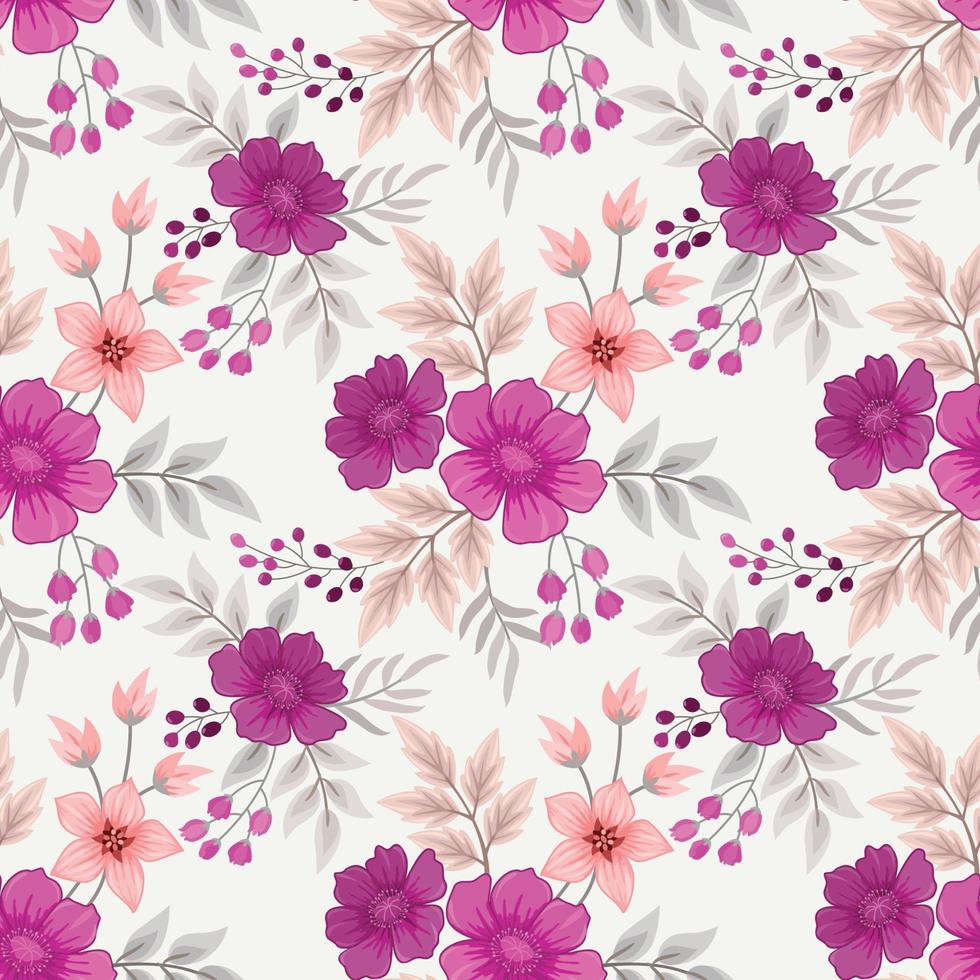 Colorful hand draw flowers seamless pattern. vector