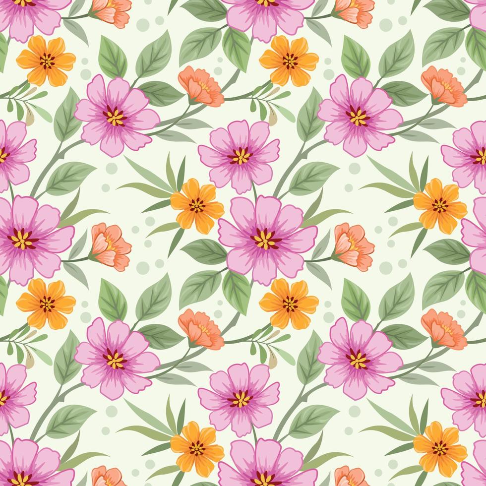 Colorful hand draw flowers seamless pattern. vector