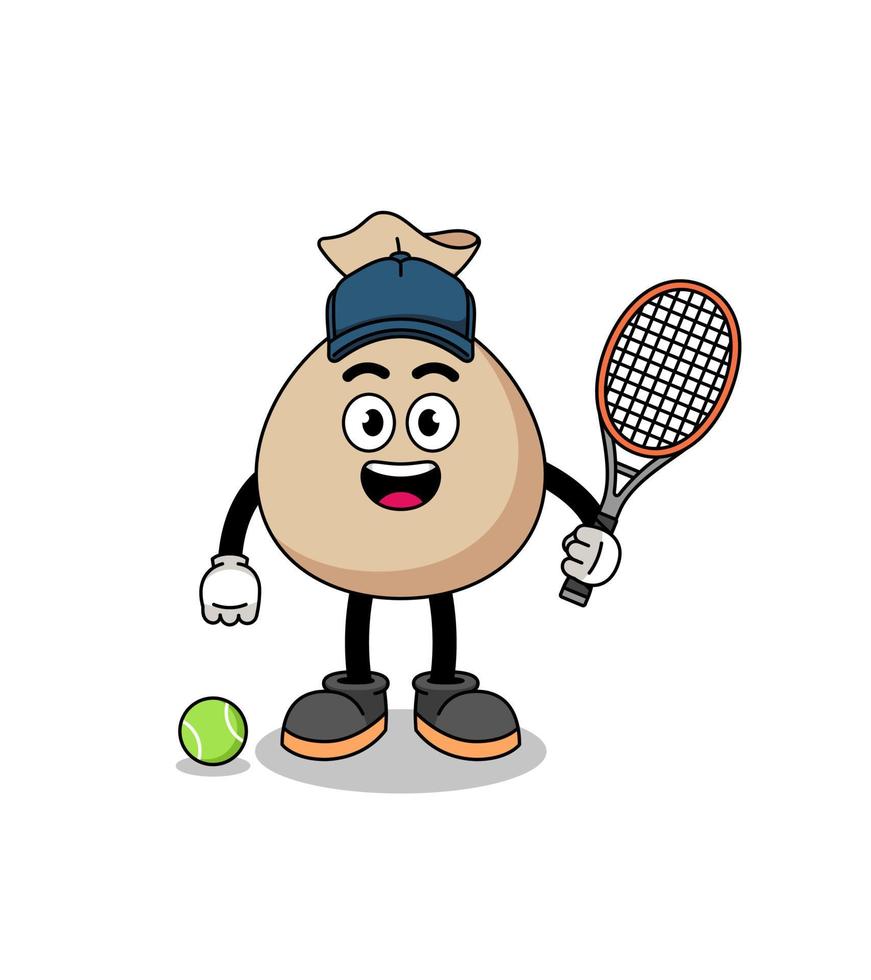 money sack illustration as a tennis player vector