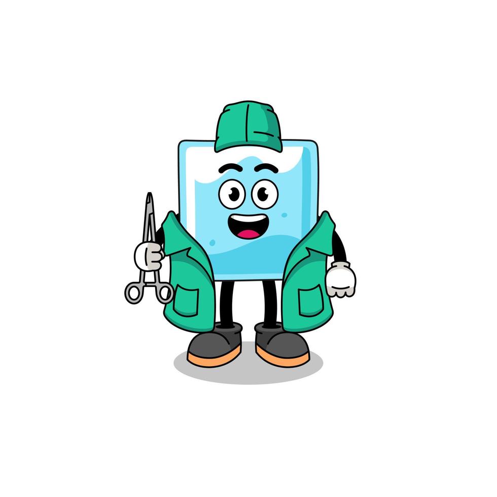 Illustration of ice block mascot as a surgeon vector