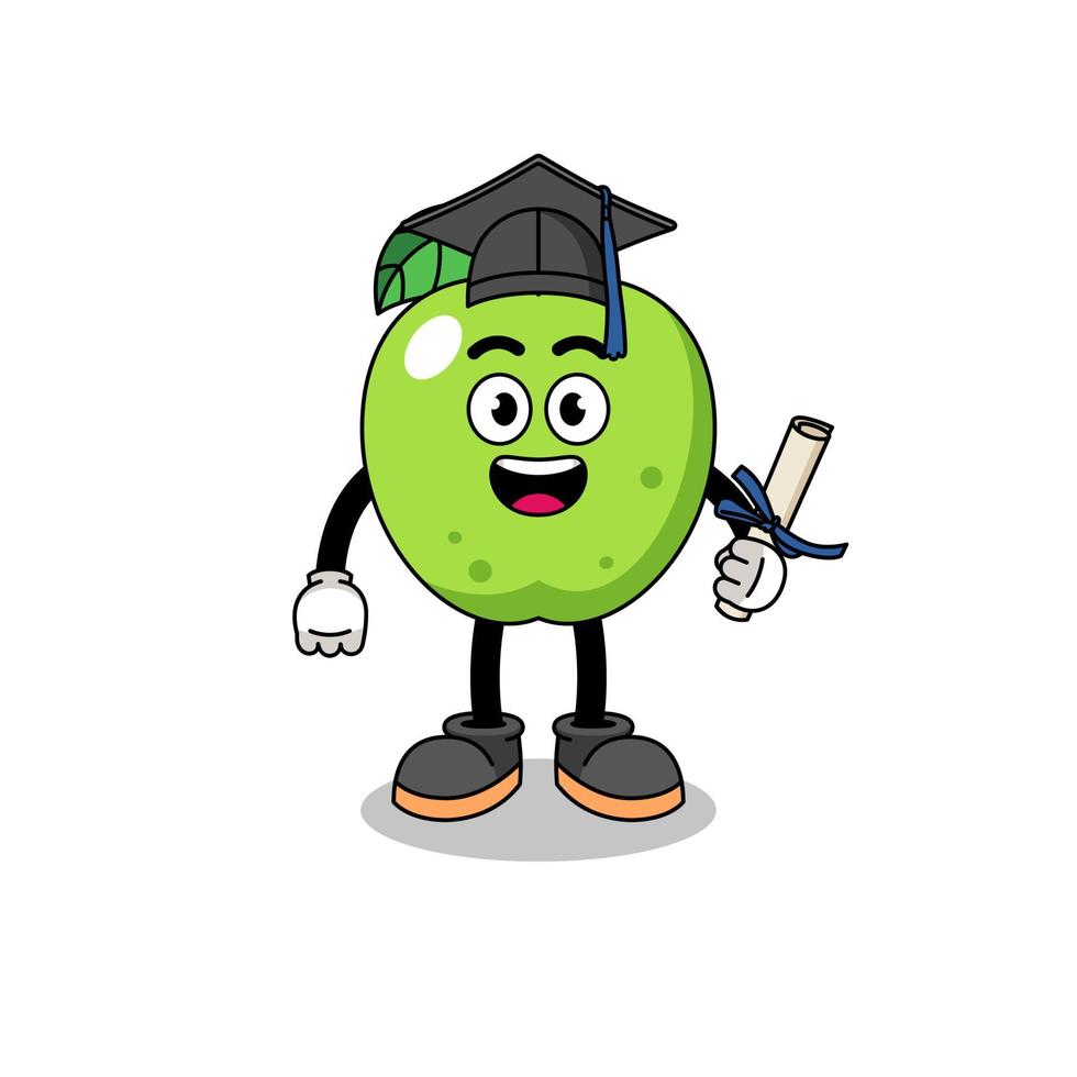 green apple mascot with graduation pose vector