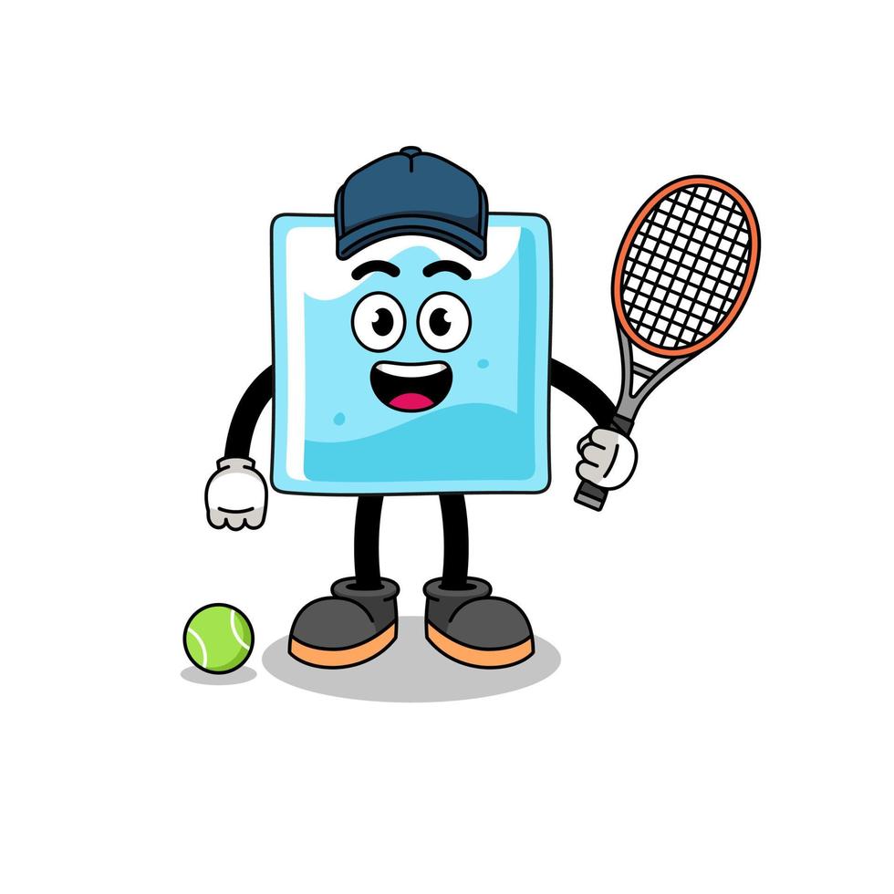 ice block illustration as a tennis player vector