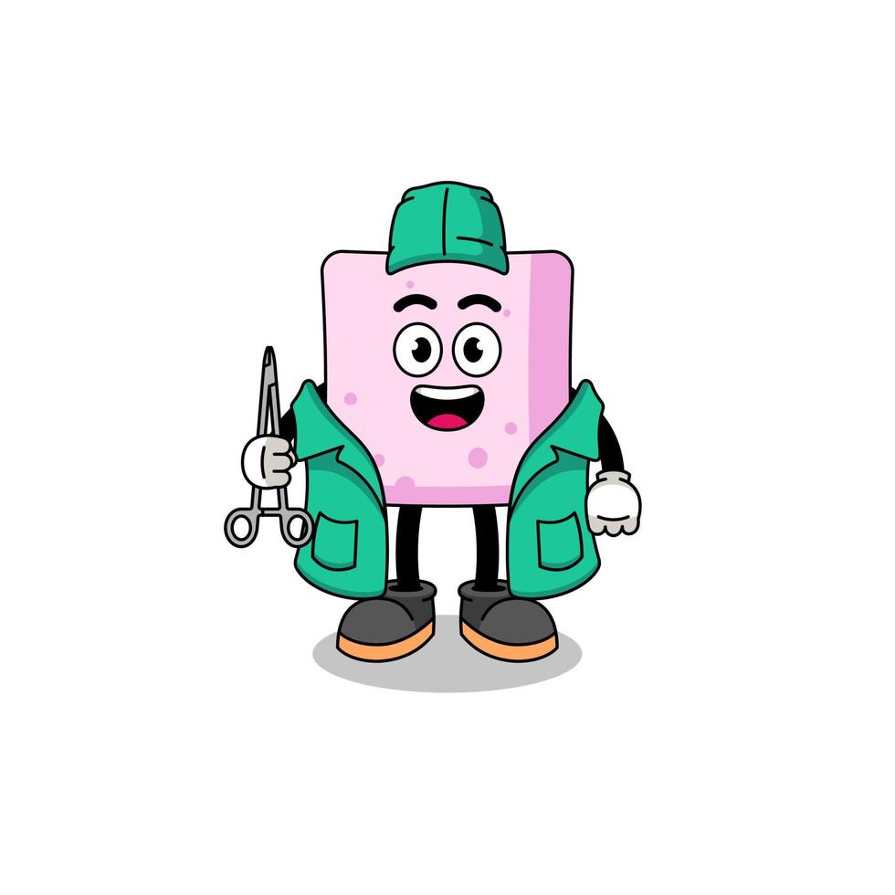 Illustration of marshmallow mascot as a surgeon vector