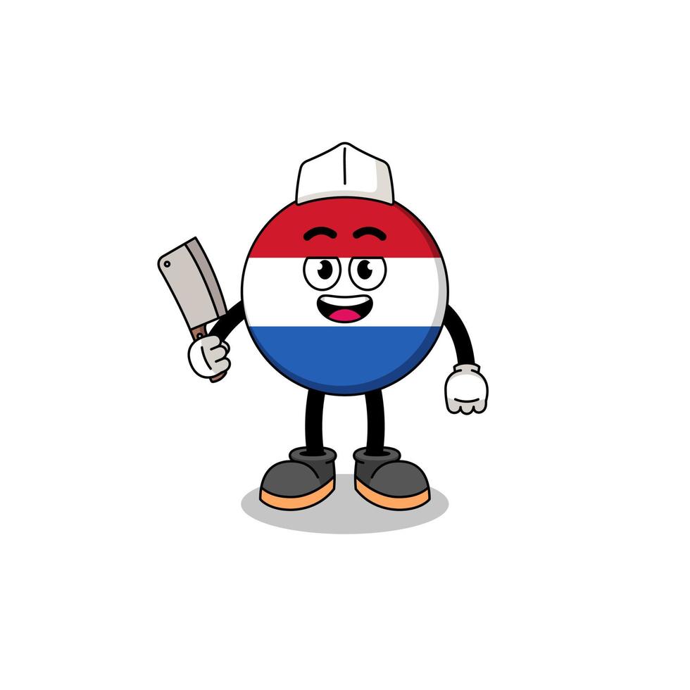Mascot of netherlands flag as a butcher vector