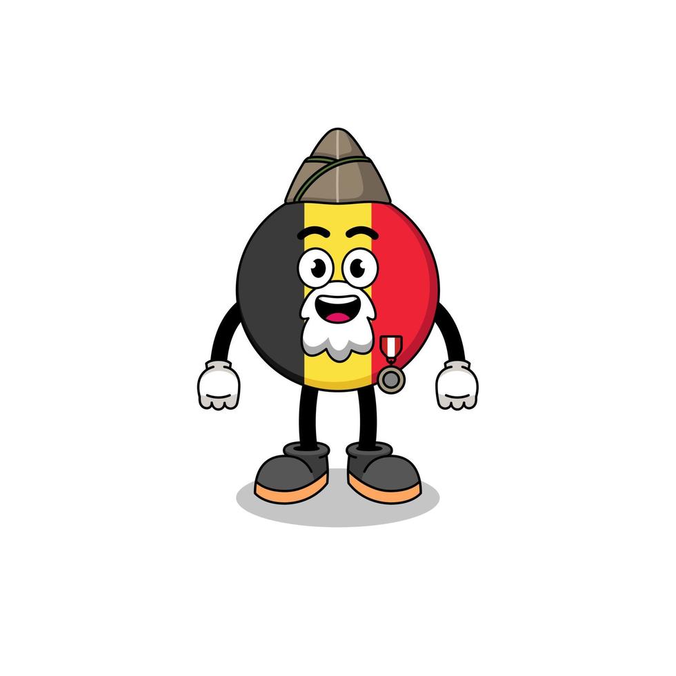 Character cartoon of belgium flag as a veteran vector