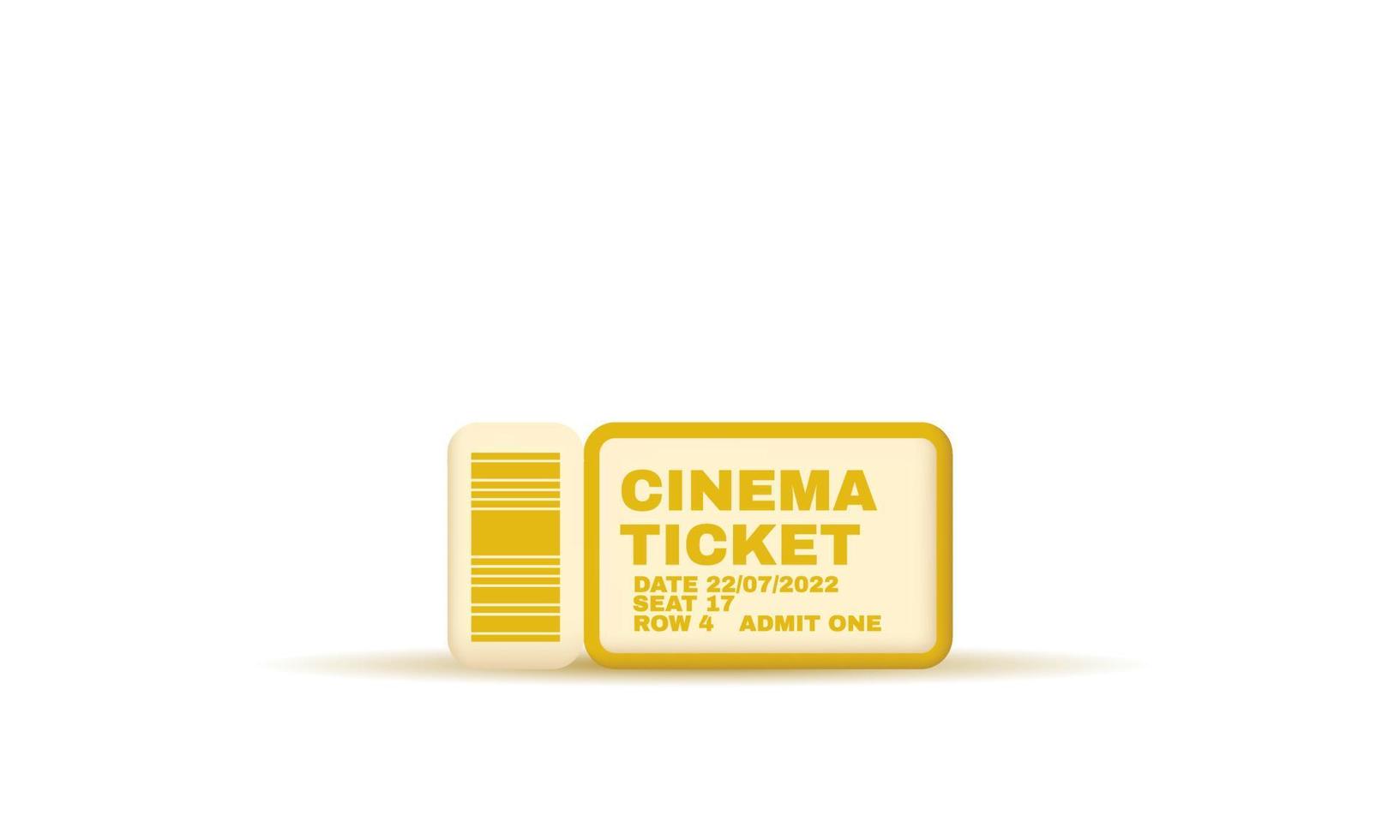 3d cinema ticket  movie isolated on vector