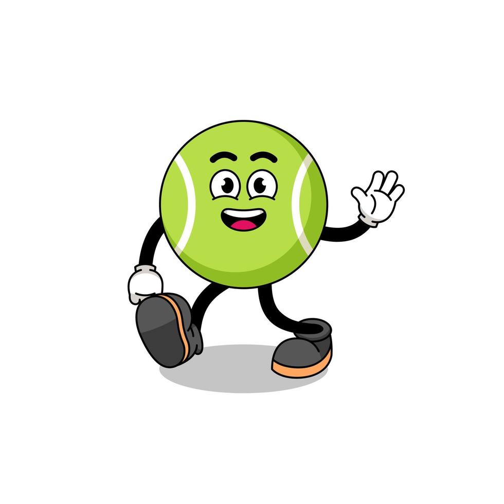 tennis ball cartoon walking vector