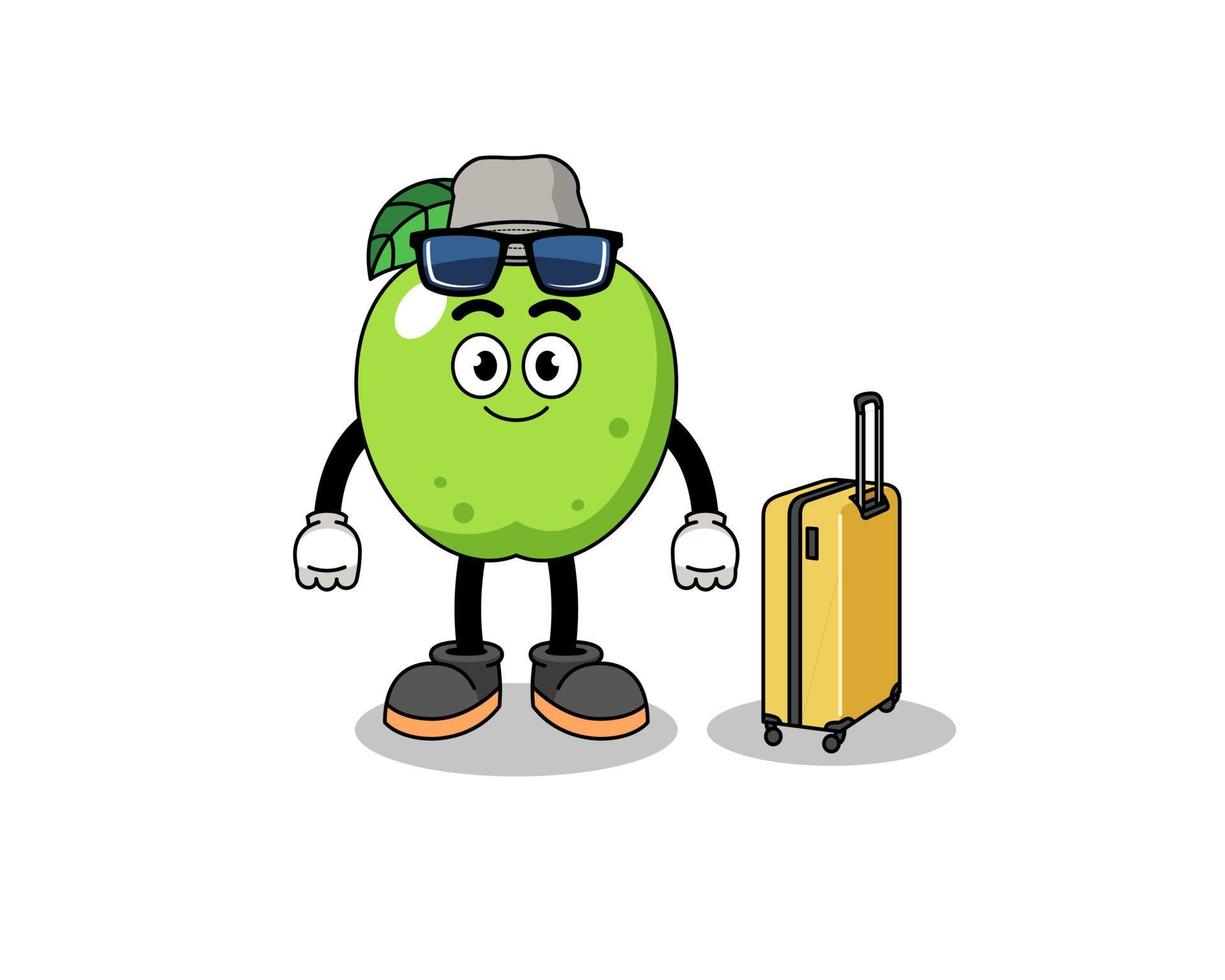 green apple mascot doing vacation vector