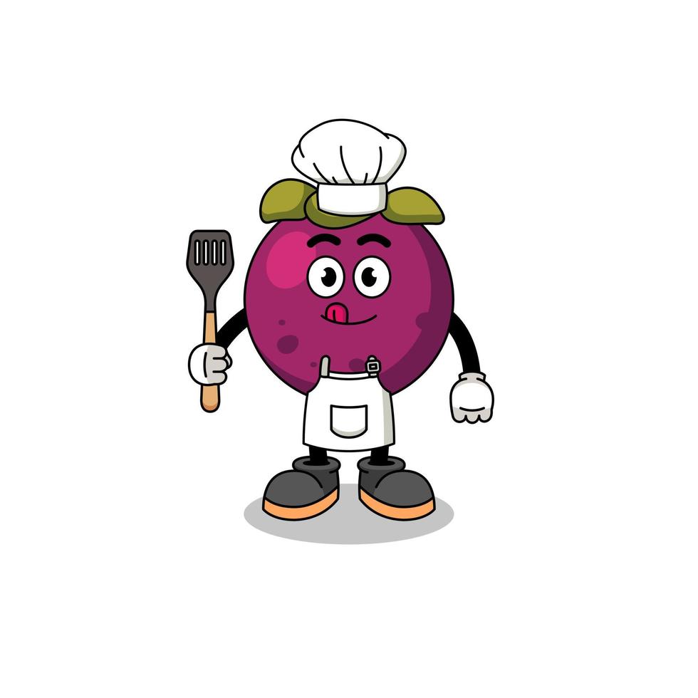 Mascot Illustration of mangosteen chef vector