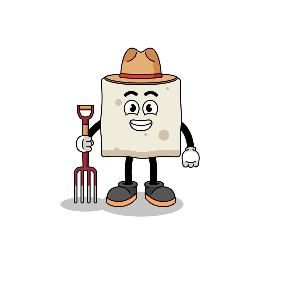Cartoon mascot of tofu farmer vector