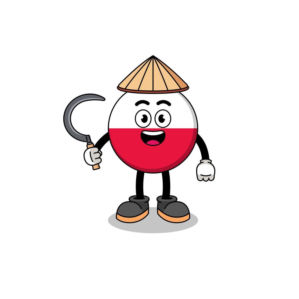 Illustration of poland flag as an asian farmer vector