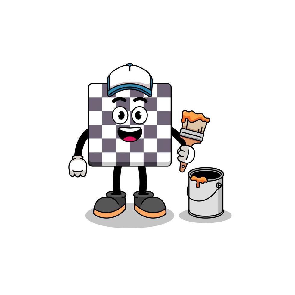 Character mascot of chessboard as a painter vector