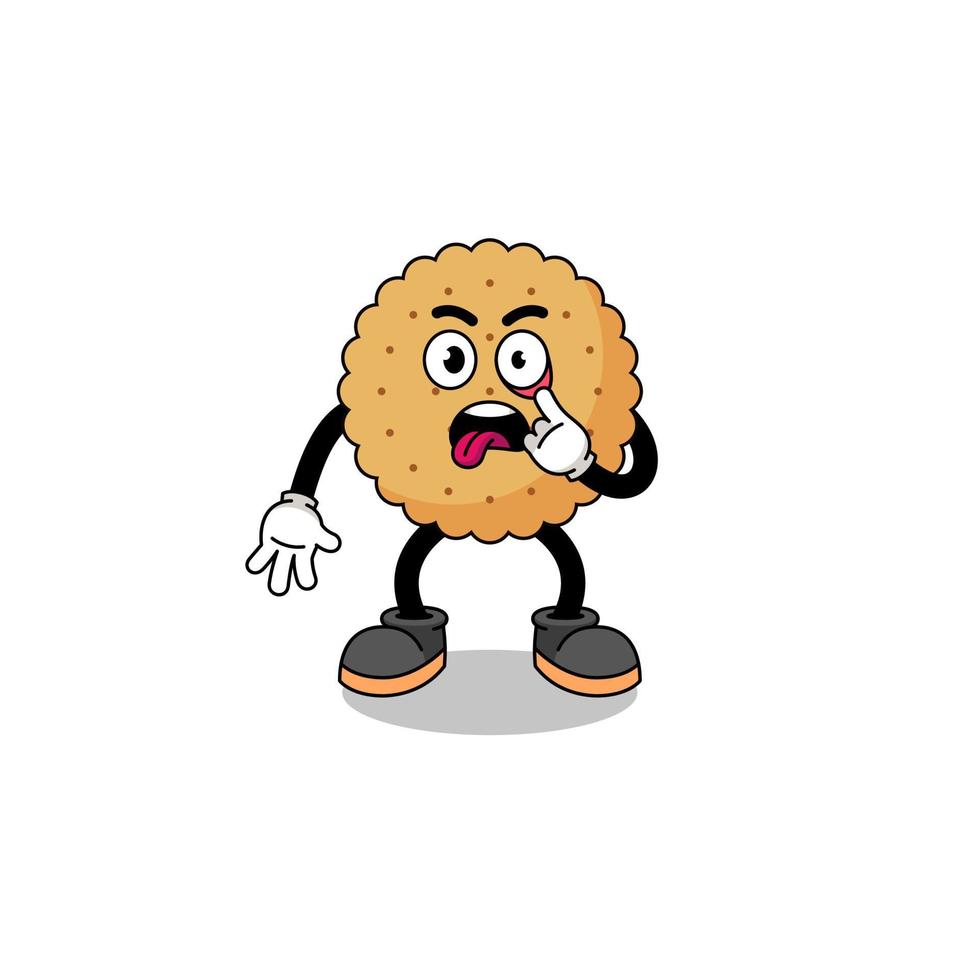 Character Illustration of biscuit round with tongue sticking out vector