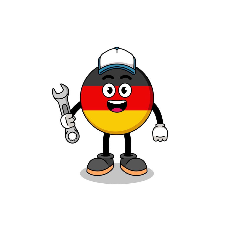 germany flag illustration cartoon as a mechanic vector