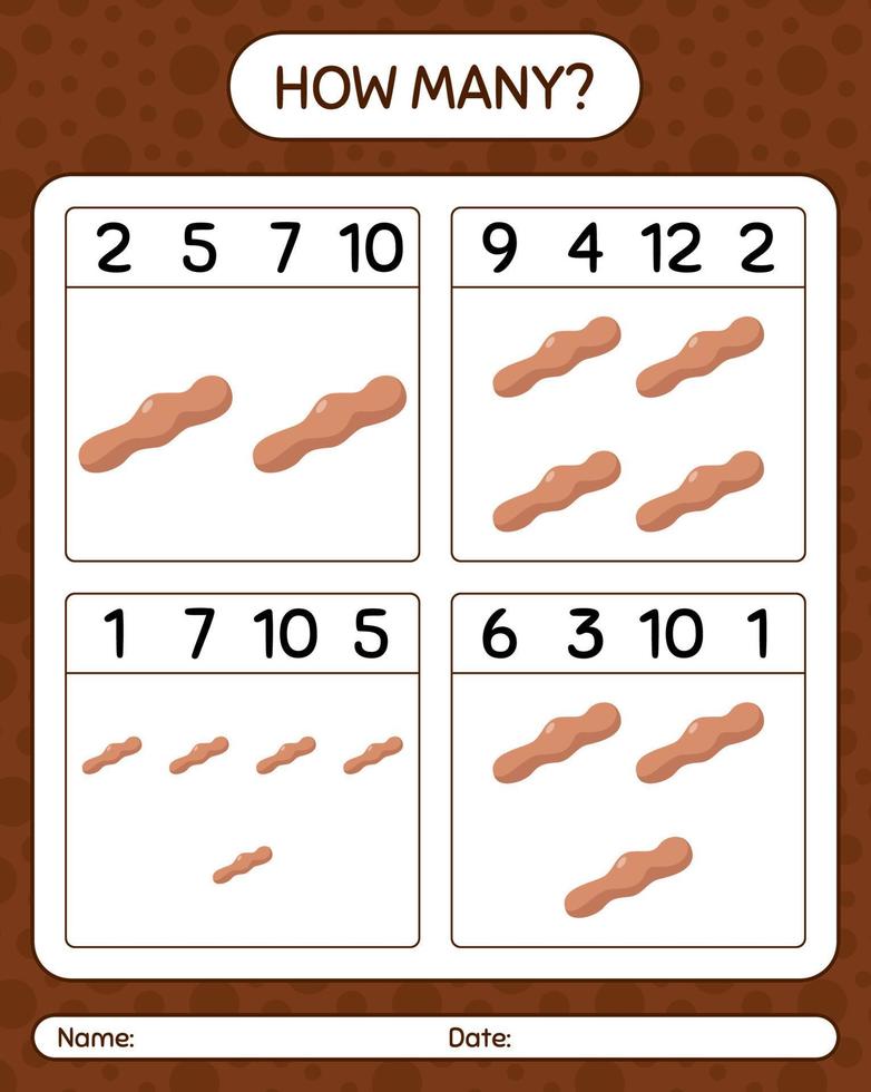 How many counting game with tamarind. worksheet for preschool kids, kids activity sheet, printable worksheet vector