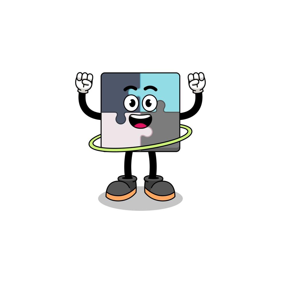 Character Illustration of jigsaw puzzle playing hula hoop vector