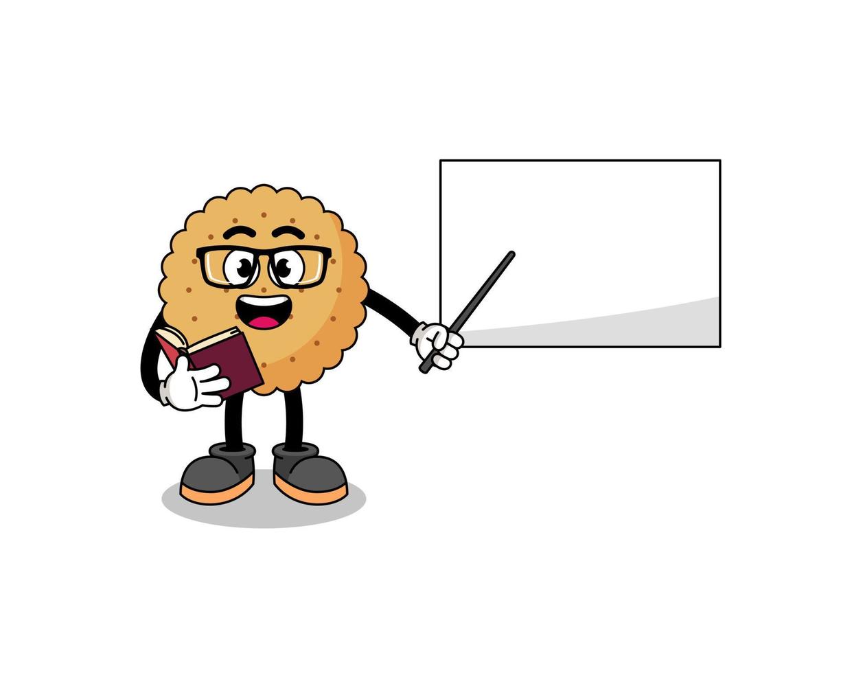 Mascot cartoon of biscuit round teacher vector