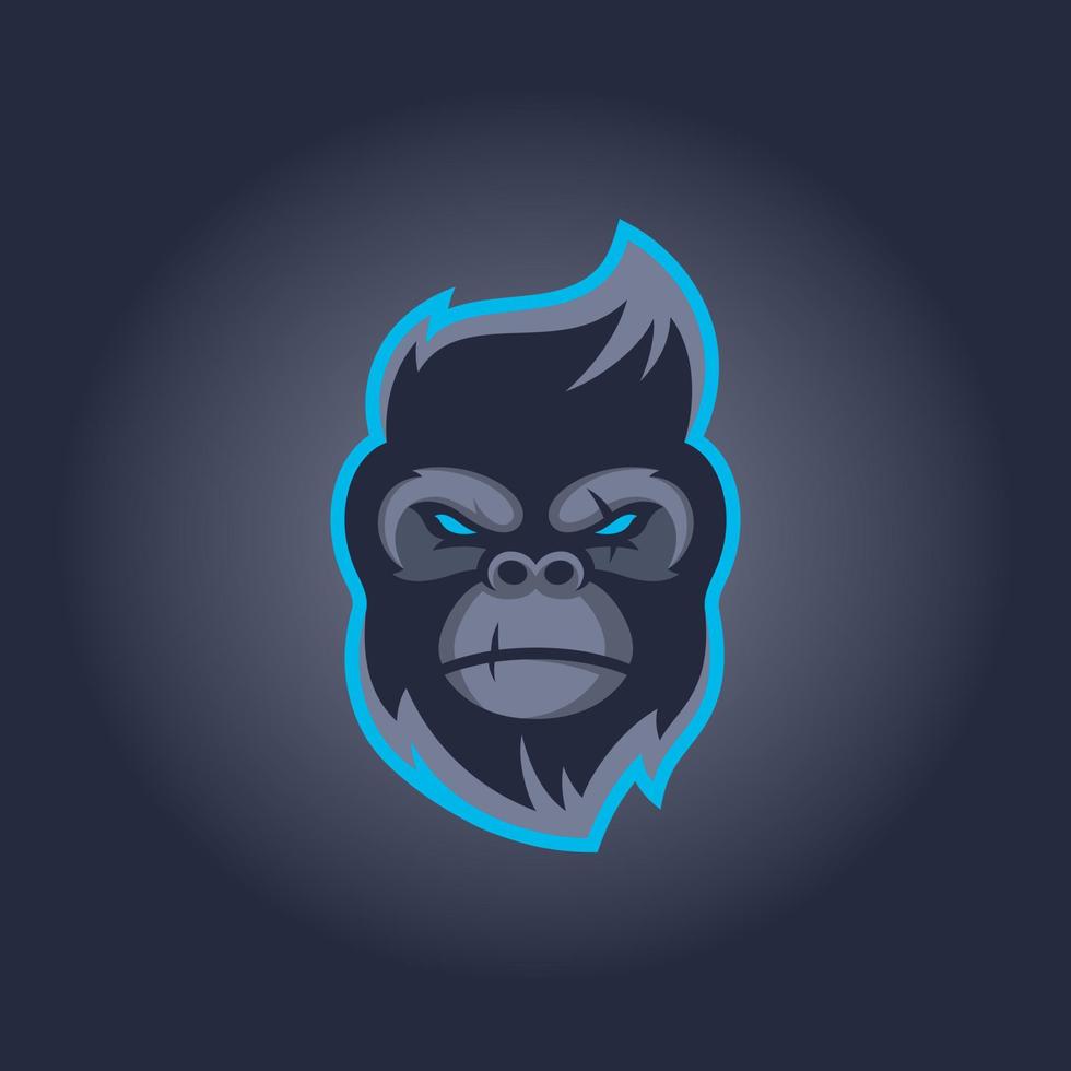 king kong head esports logo design vector