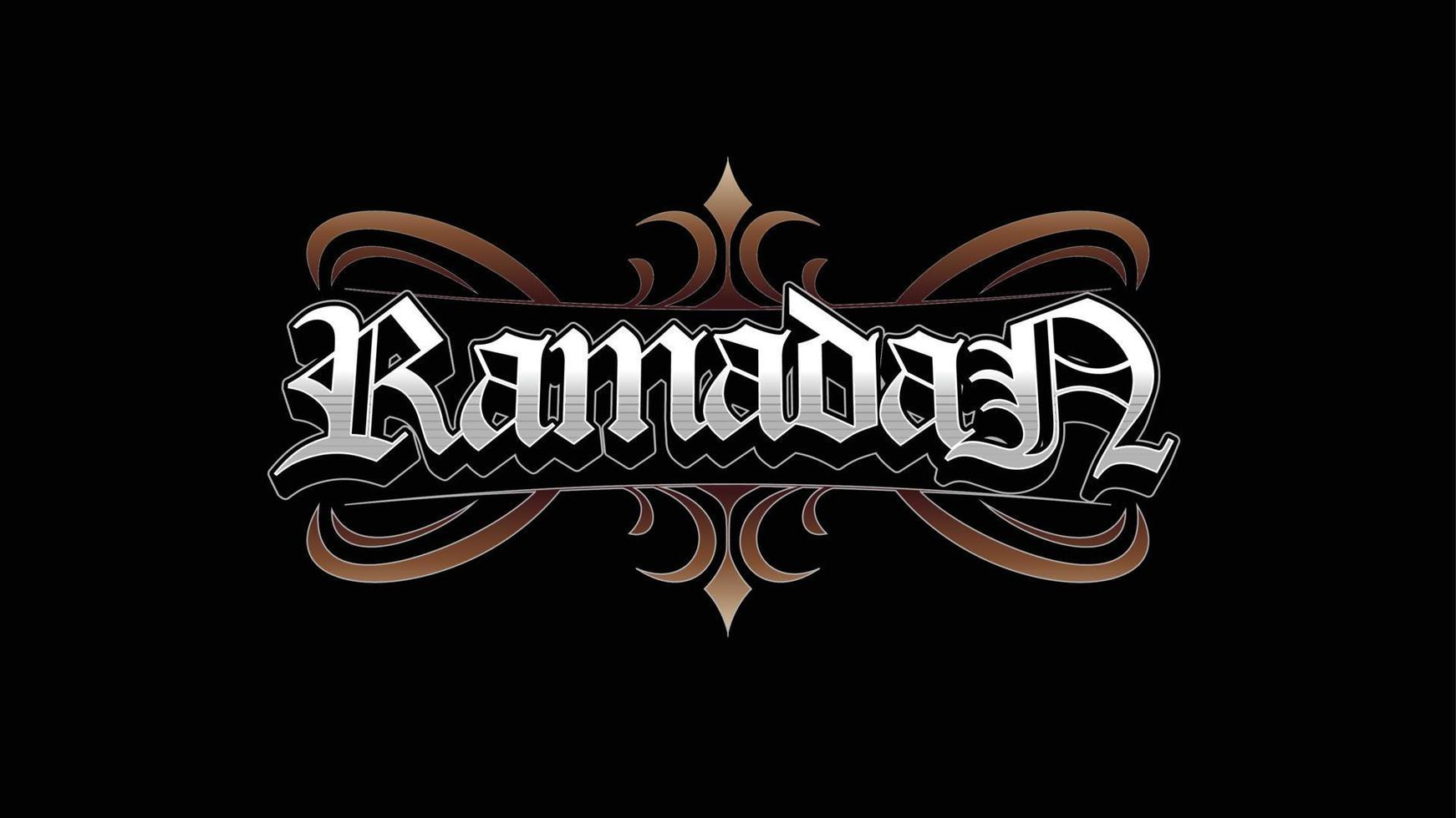 efecto de texto de estilo medieval de letras personalizadas de ramadán vector