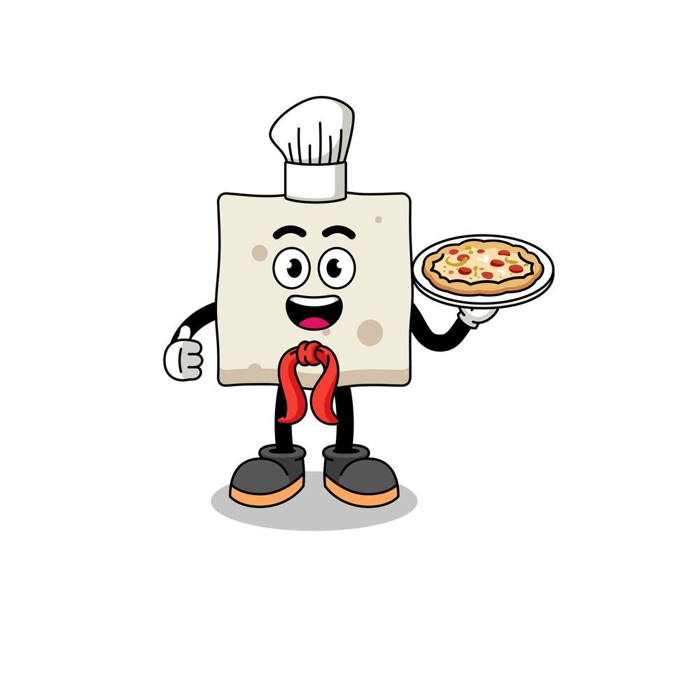 ilustración de tofu como chef italiano vector