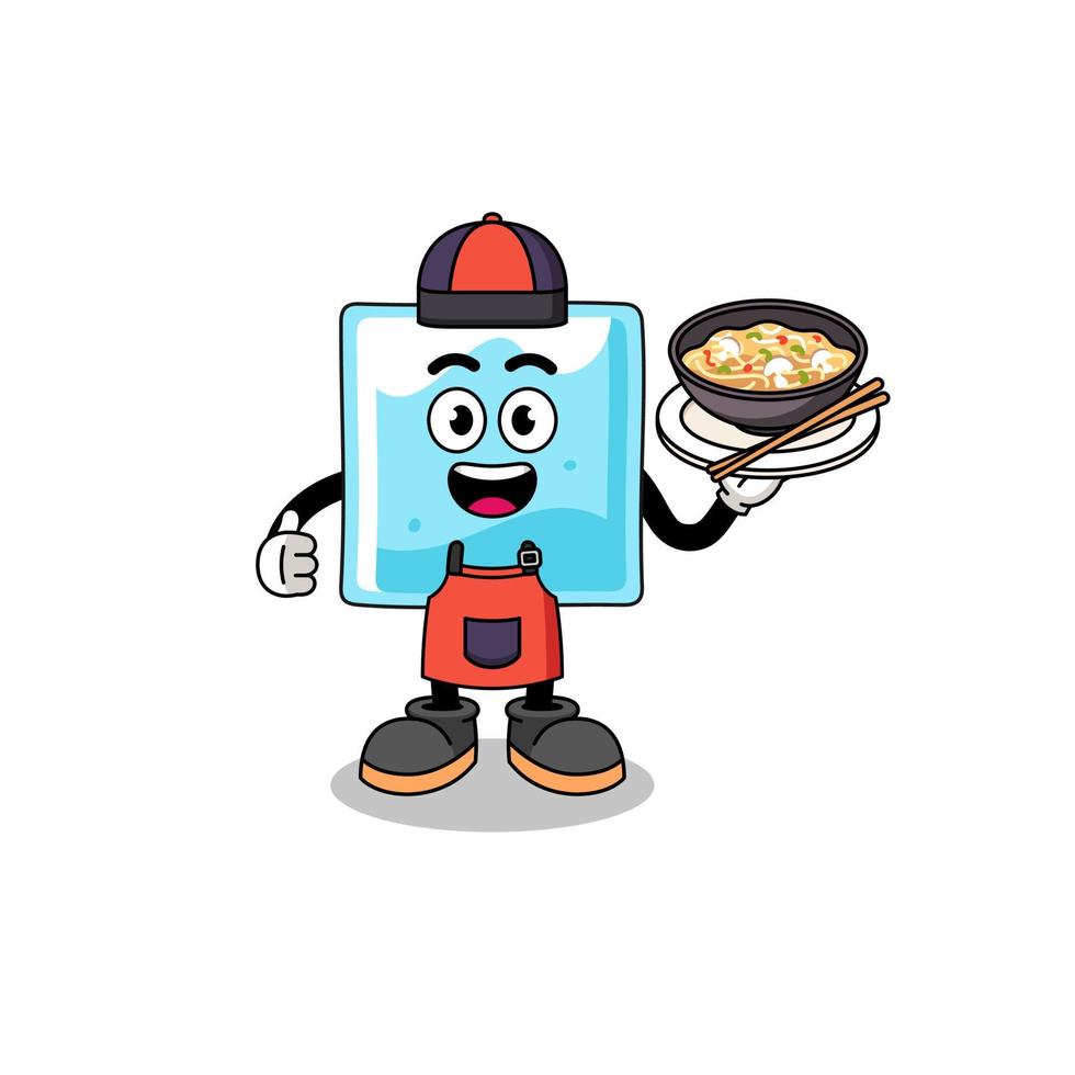 Illustration of ice block as an asian chef vector