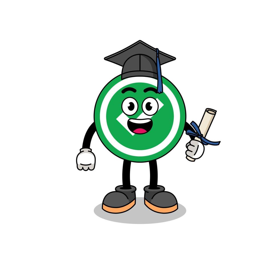 check mark mascot with graduation pose vector