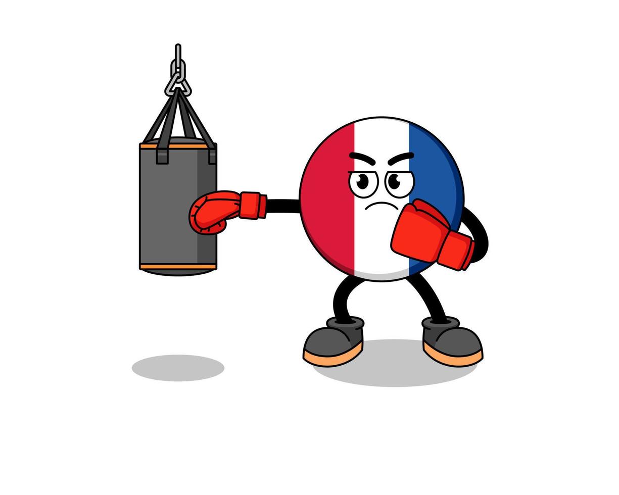 ilustración, de, bandera de francia, boxeador vector