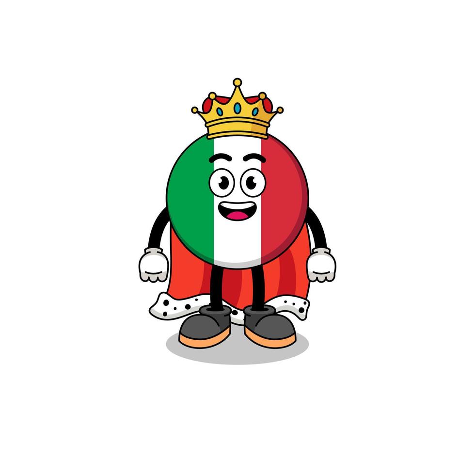 ilustración de la mascota del rey de la bandera de italia vector