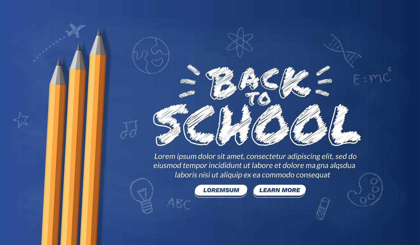 Welcome back to school background with pencils, Concept of education banner with back to School lettering design vector