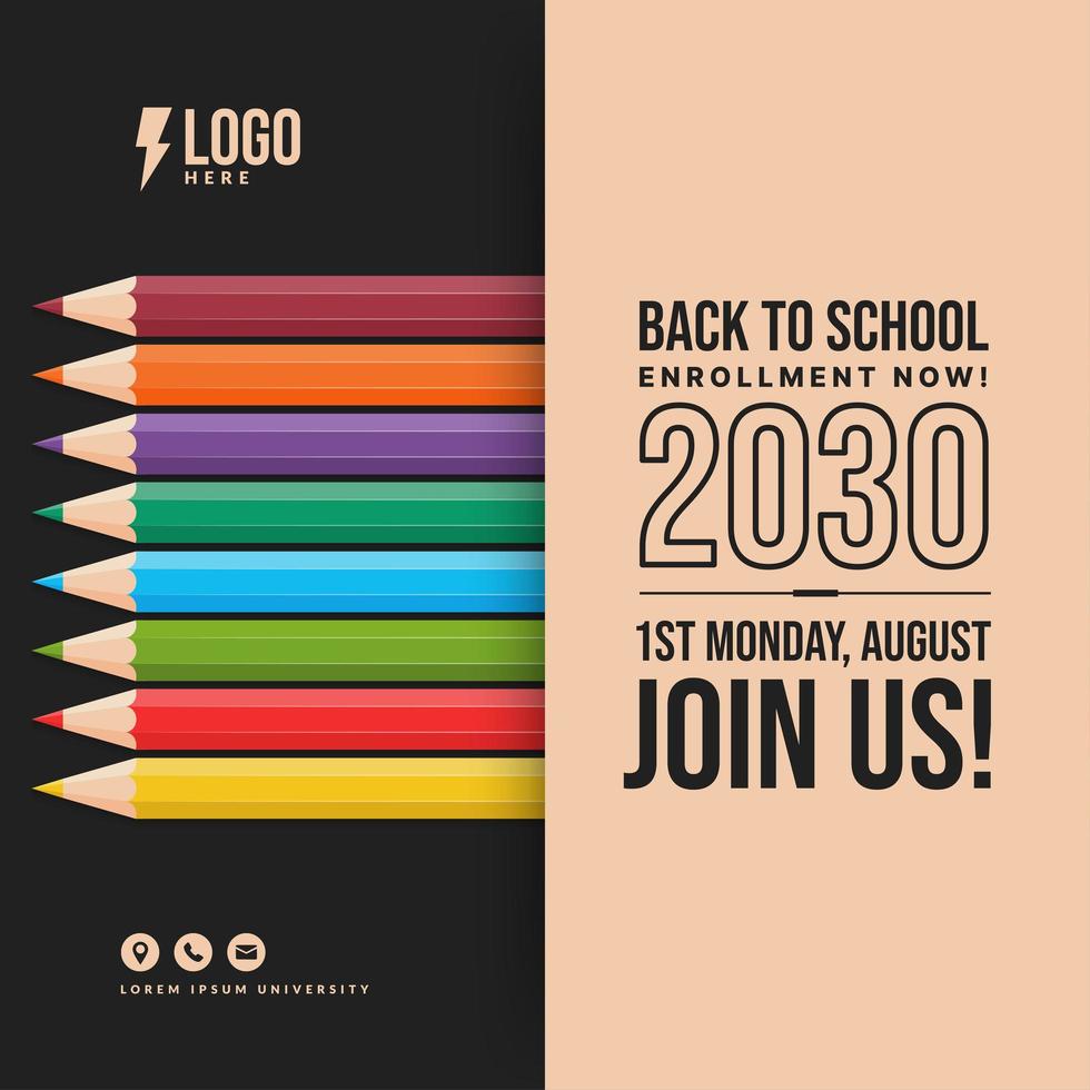 Welcome back to school background with colour pencils, Concept of education banner with back to School lettering design vector