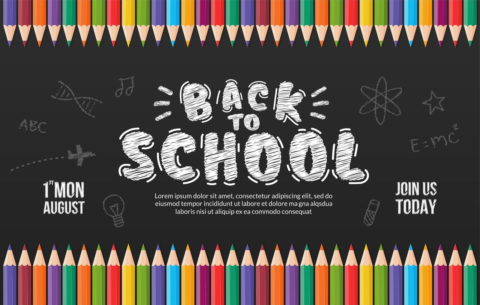 Welcome back to school background with colour pencils, Concept of education banner with back to School lettering design vector
