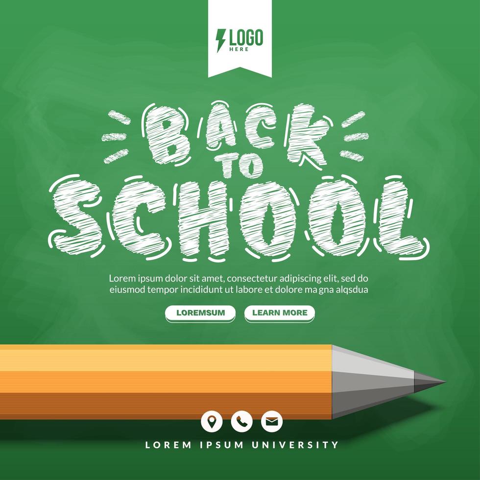 Welcome back to school background with realistic pencil, Concept of education templates for invitation, banner and poster vector