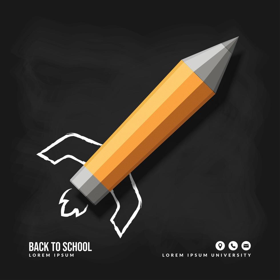 Pencil rocket launching background vector design, Back to school concept for invitation poster and banner