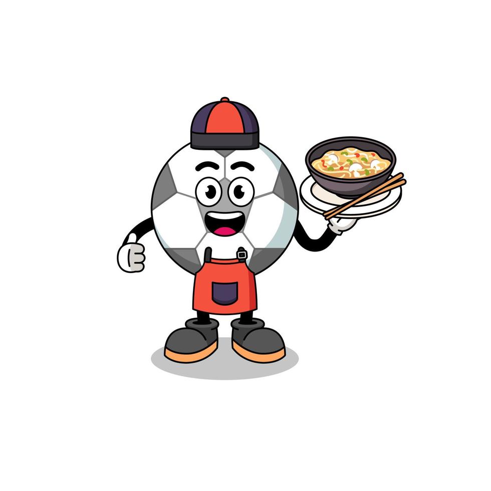 Illustration of soccer ball as an asian chef vector