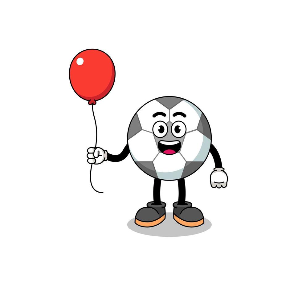 Cartoon of soccer ball holding a balloon vector