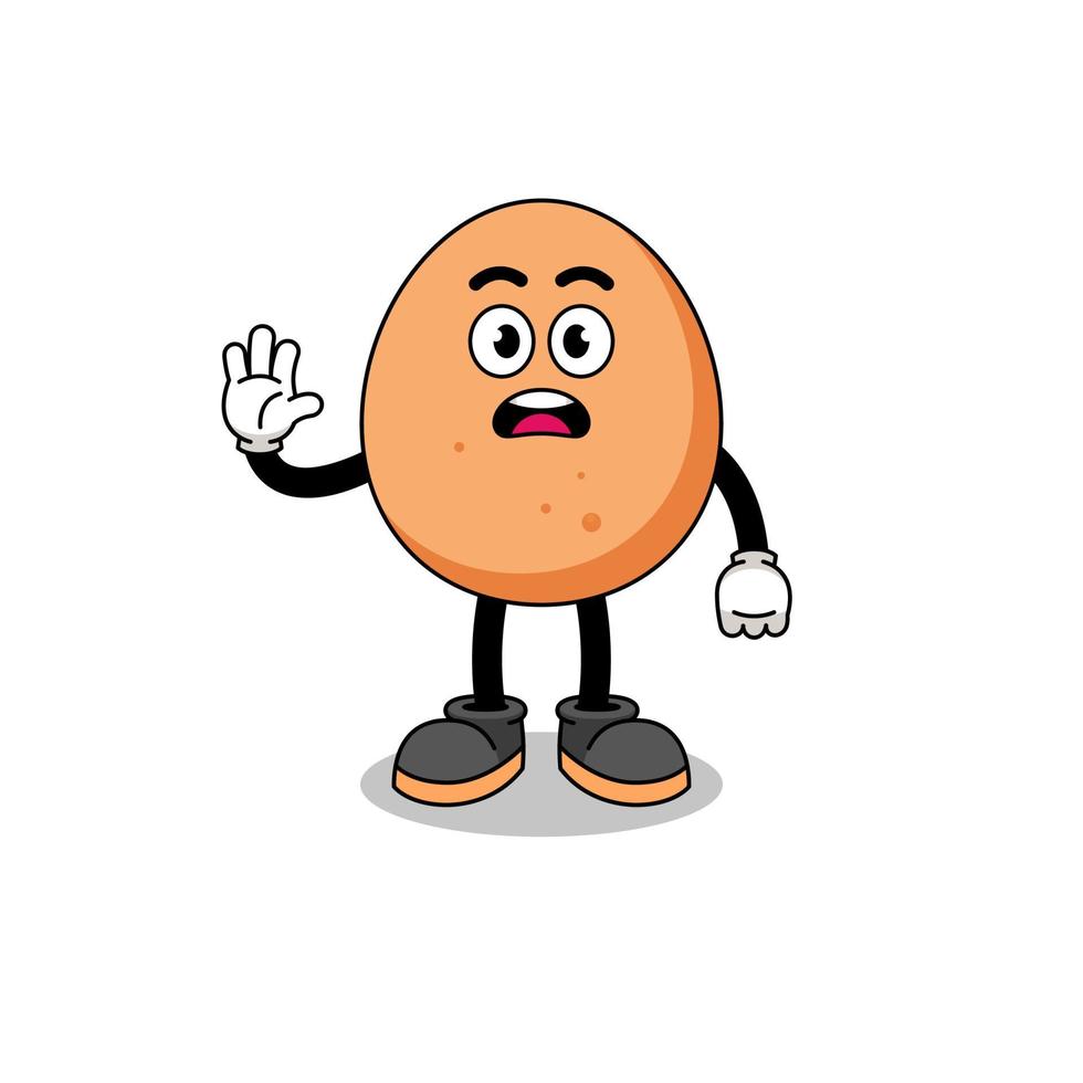 egg cartoon illustration doing stop hand vector