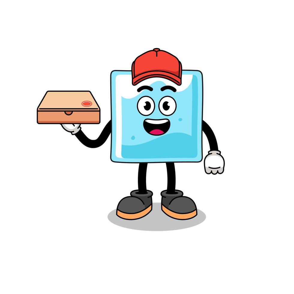 ice block illustration as a pizza deliveryman vector