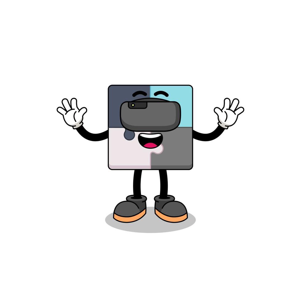 Illustration of jigsaw puzzle with a vr headset vector