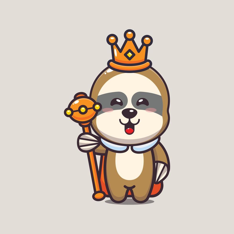 Cute sloth king cartoon vector illustration