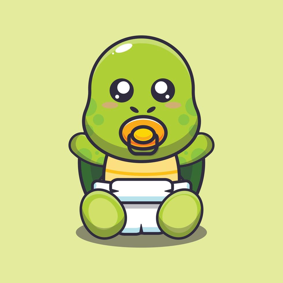 Cute baby turtle cartoon vector illustration
