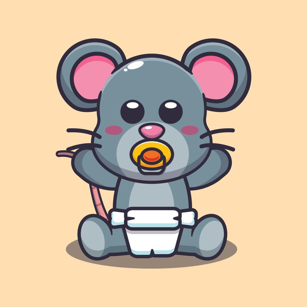 Ilustración de vector de dibujos animados lindo bebé ratón