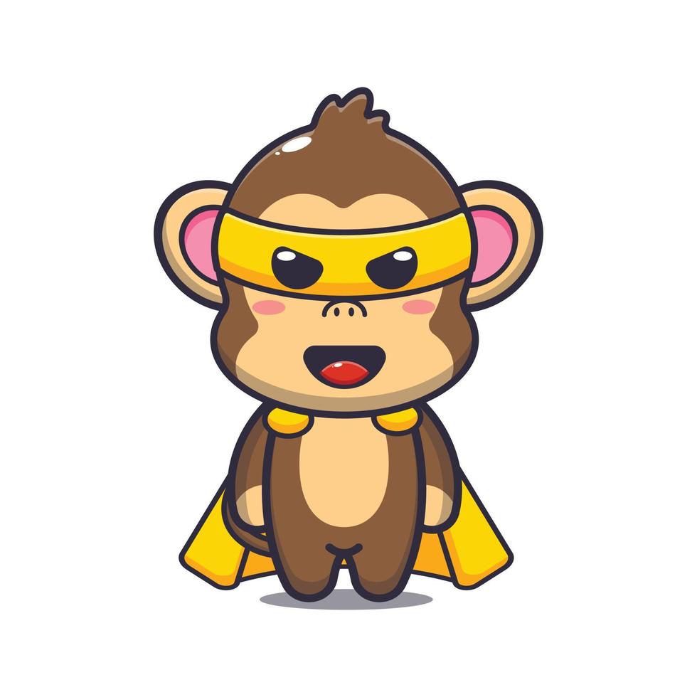 Cute super monkey cartoon vector illustration