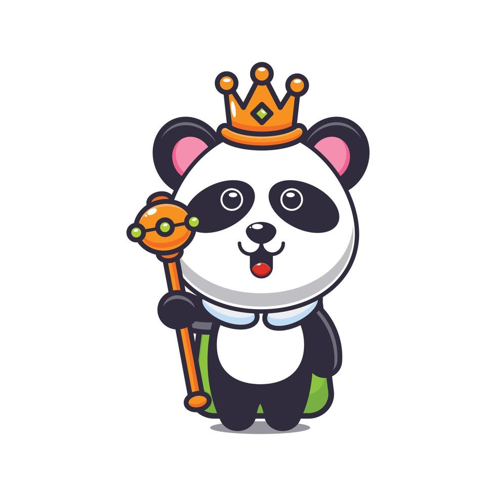 lindo panda rey dibujos animados vector ilustración